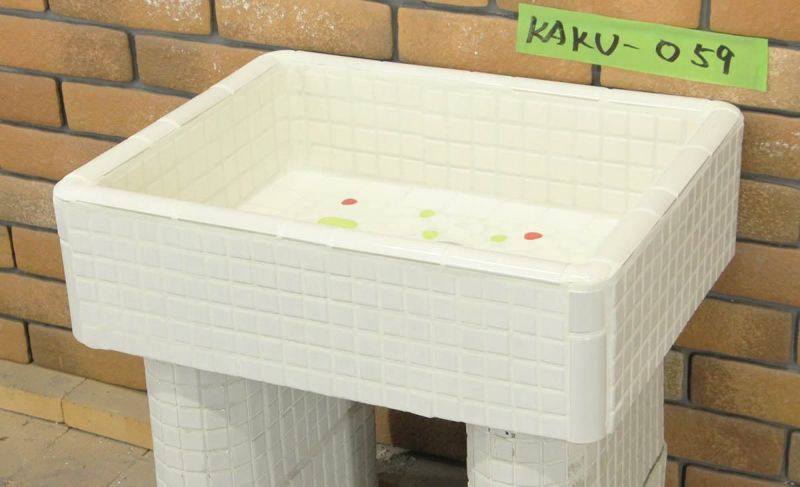 手造り流し台　タイル　シンク　グリーン ガーデンシンク おしゃれタイル流し台 新タイル流し台 角形 kaku